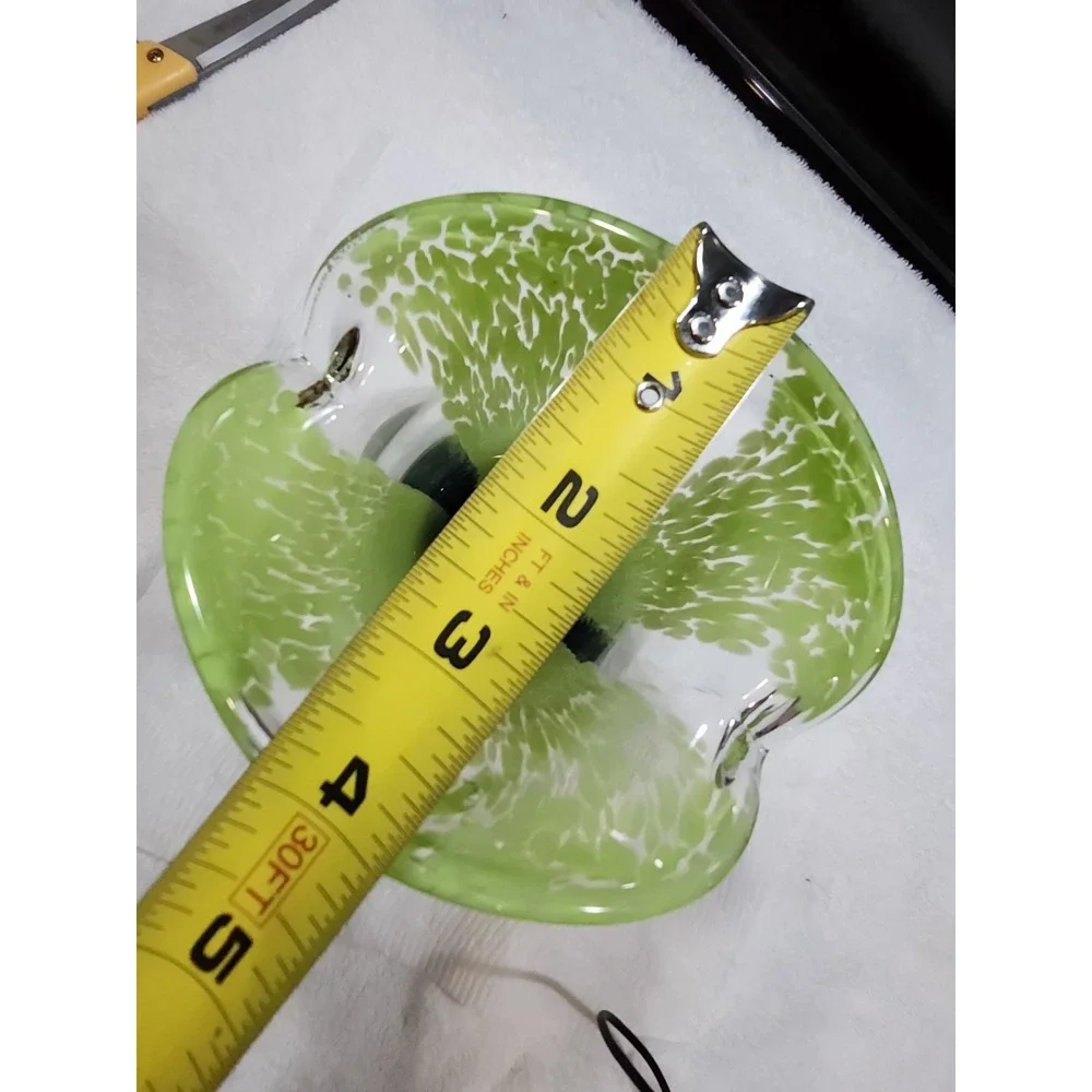 VTG~Murrhina Spatter~Lime Green/Purple~Art Glass Vase~Flared Lip~Hand Blown~8